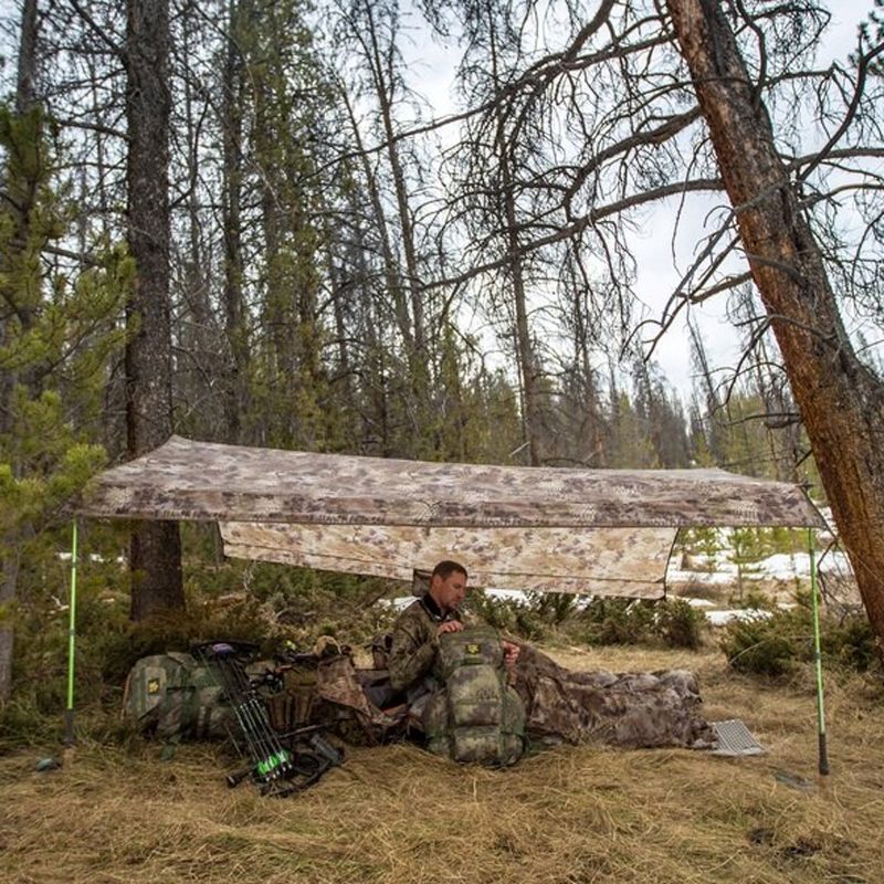 Slumberjack Satellite Tarp Outdoor Lightweight Camping Shelter with Waterproof Taped Seams and Multiple Pitch Options, Kryptek Highlander Camouflage