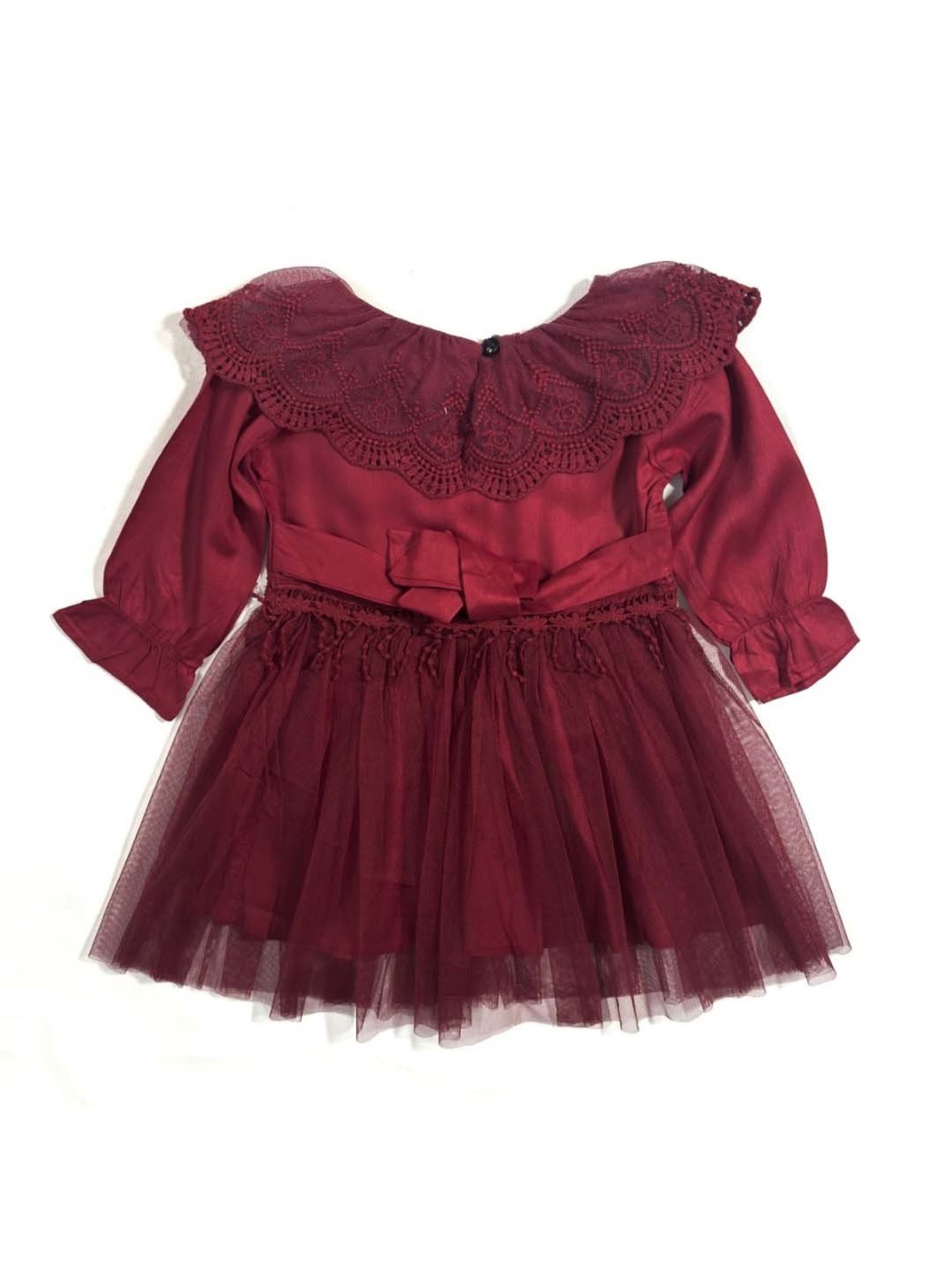 Bella Moda Kids Red Embroidered Full Sleeves Dress