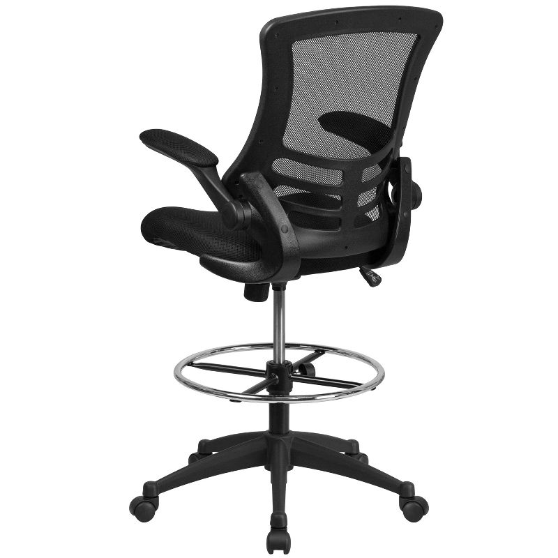 Emma and Oliver Mid-Back Black Mesh Ergonomic Draft Chair - Adjustable Ring & Flip-Up Arms
