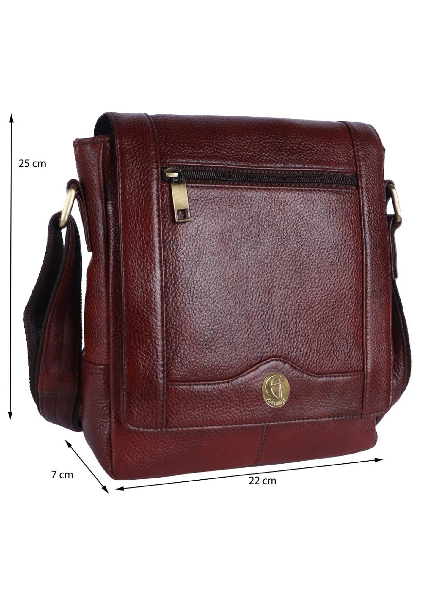 HiLEDER Pure Genuine Leather Messenger Shoulder Sling Cross Body Office Bag for Men and Women, Brown