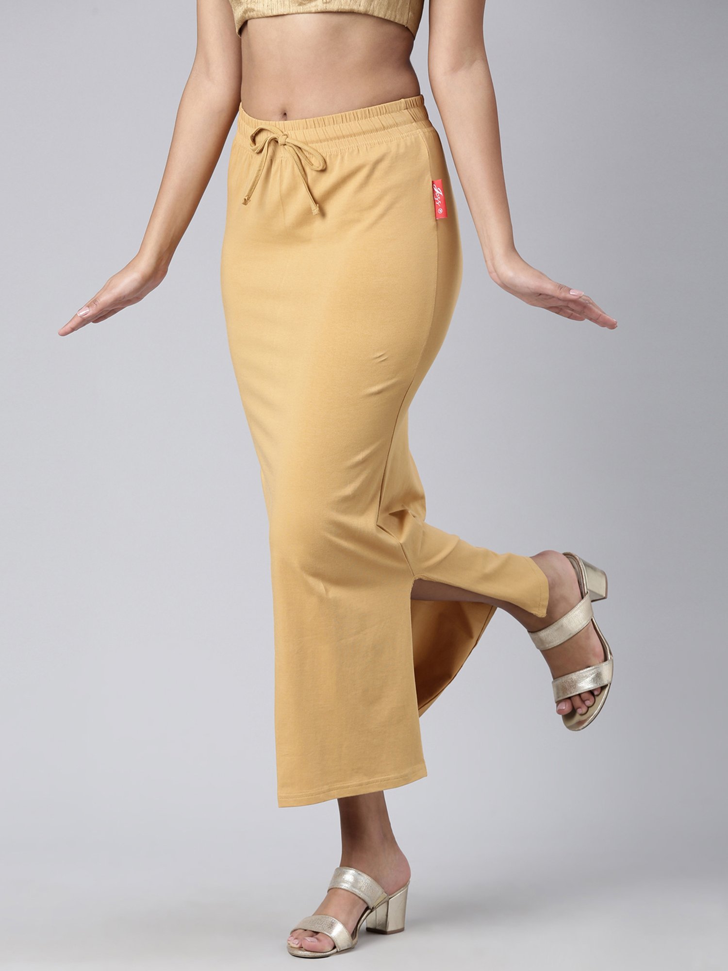 JCSS Beige Cotton Saree Shapewear