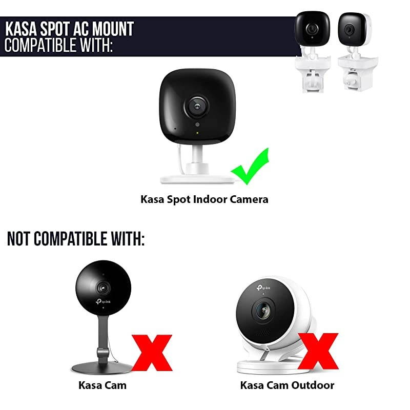360 Degree AC Outlet Swivel Mount Compatible with Kasa Spot Indoor Camera Flexible Mounting Option for Your Home Security Camera NOT Compatible with Kasa Spot WireFree Camera