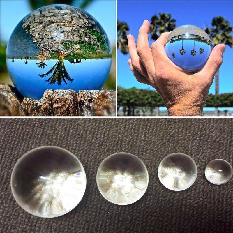 3cm Crystal Ball Photography Prop Meditation Ball Juggling Glass Sphere Display (Transparent White)