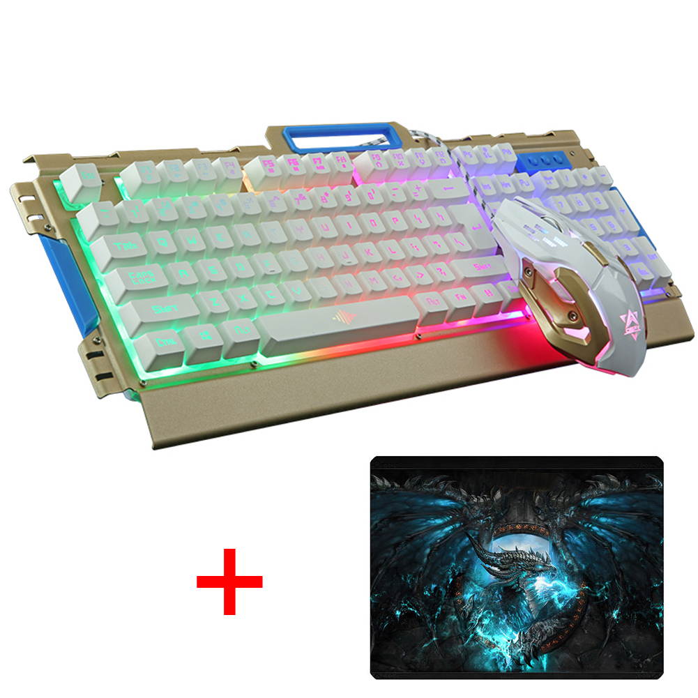 UrChoiceLtd&reg; 2017 New K-33 Wired LED Backlit Multimedia Ergonomic Usb Gaming Keyboard Metal Waterproof + Wired 1200DPI / 1600DPI / 2400DPI / 3200DPI Backlit Optical Usb Gaming Mouse Sets For Computer