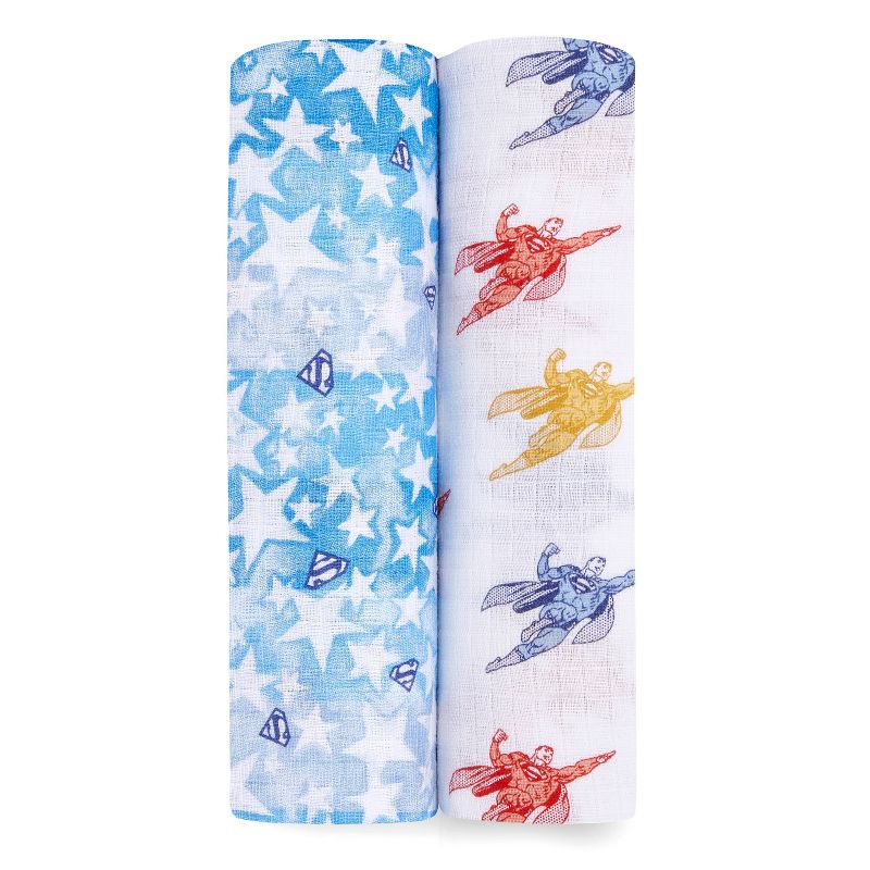 aden + anais Essentials Superman Muslin Swaddle Blanket 2pk