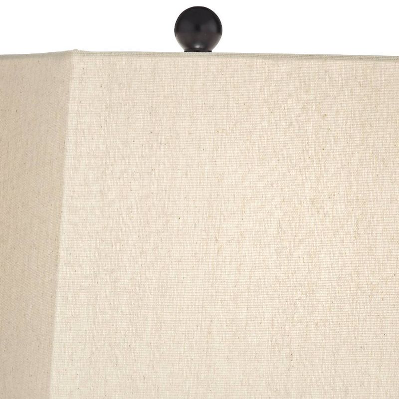 John Timberland Modern Farmhouse Table Lamps Set of 2 LED Gray Wood Dark Metal Rectangular Shade for Living Room Bedroom Bedside