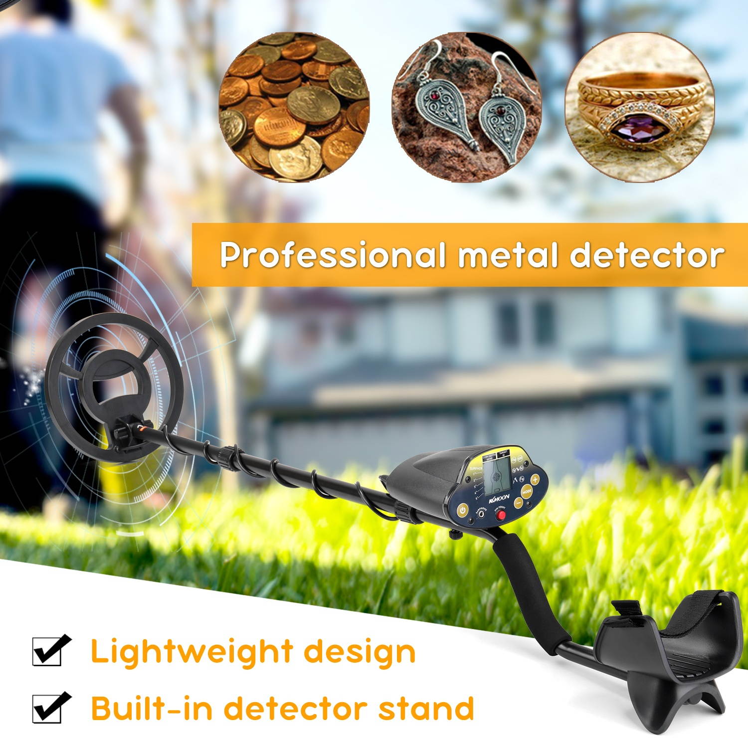 KKmoon MD-5030KK Portable Easy Installation Underground Metal Detector for Adults High Sensitivity Jewelry Treasure Gold Metal Detecting Tool Finder