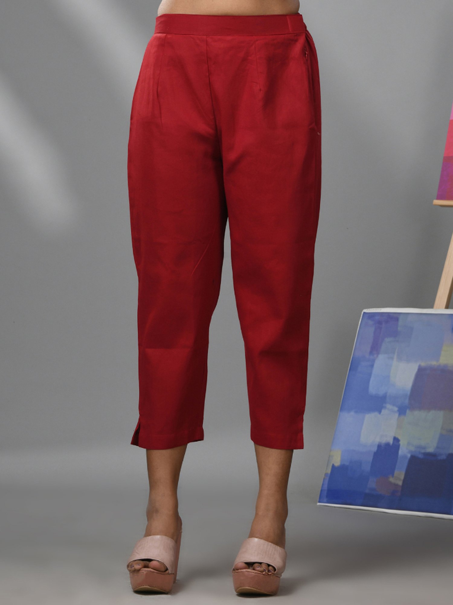 CHARUKRITI Black & Maroon Cotton Printed Kurta Pant Set