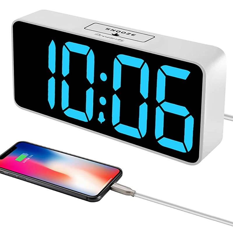 89 Inches Large Digital Alarm Clock with USB Charging Port Fully Adjustable Dimmer Battery Backup 1224Hr Snooze Adjustable Alarm Volume Bedroom Desk Alarm Clocks