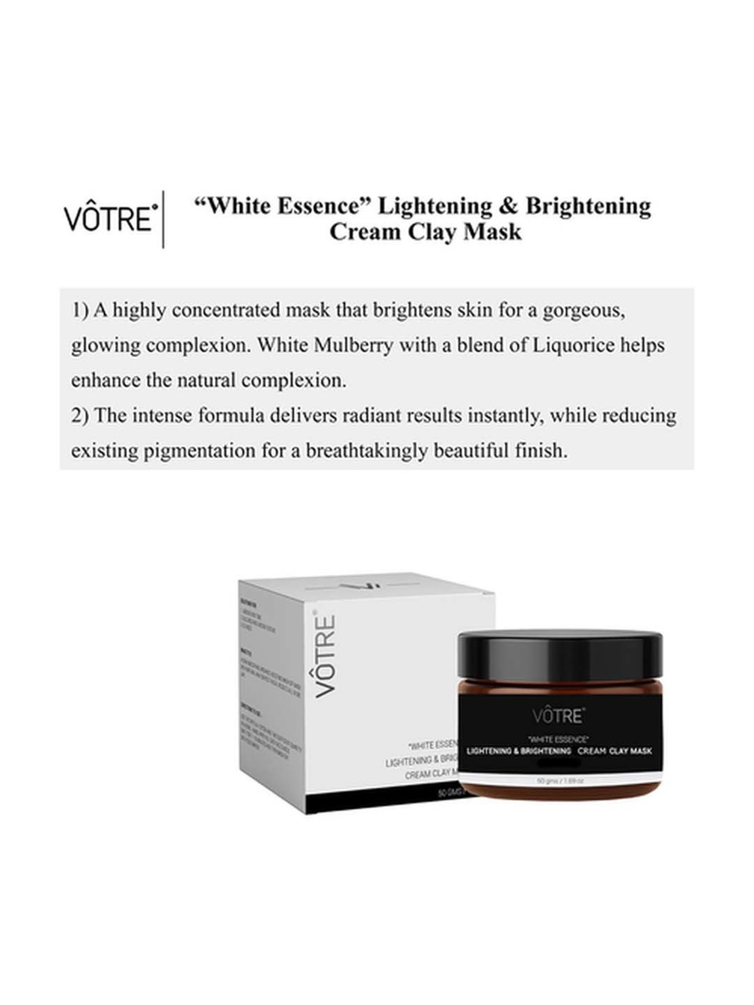 Votre Lightening & Brightening Whipped Clay Mask, White Essence Radiance - 50 gm