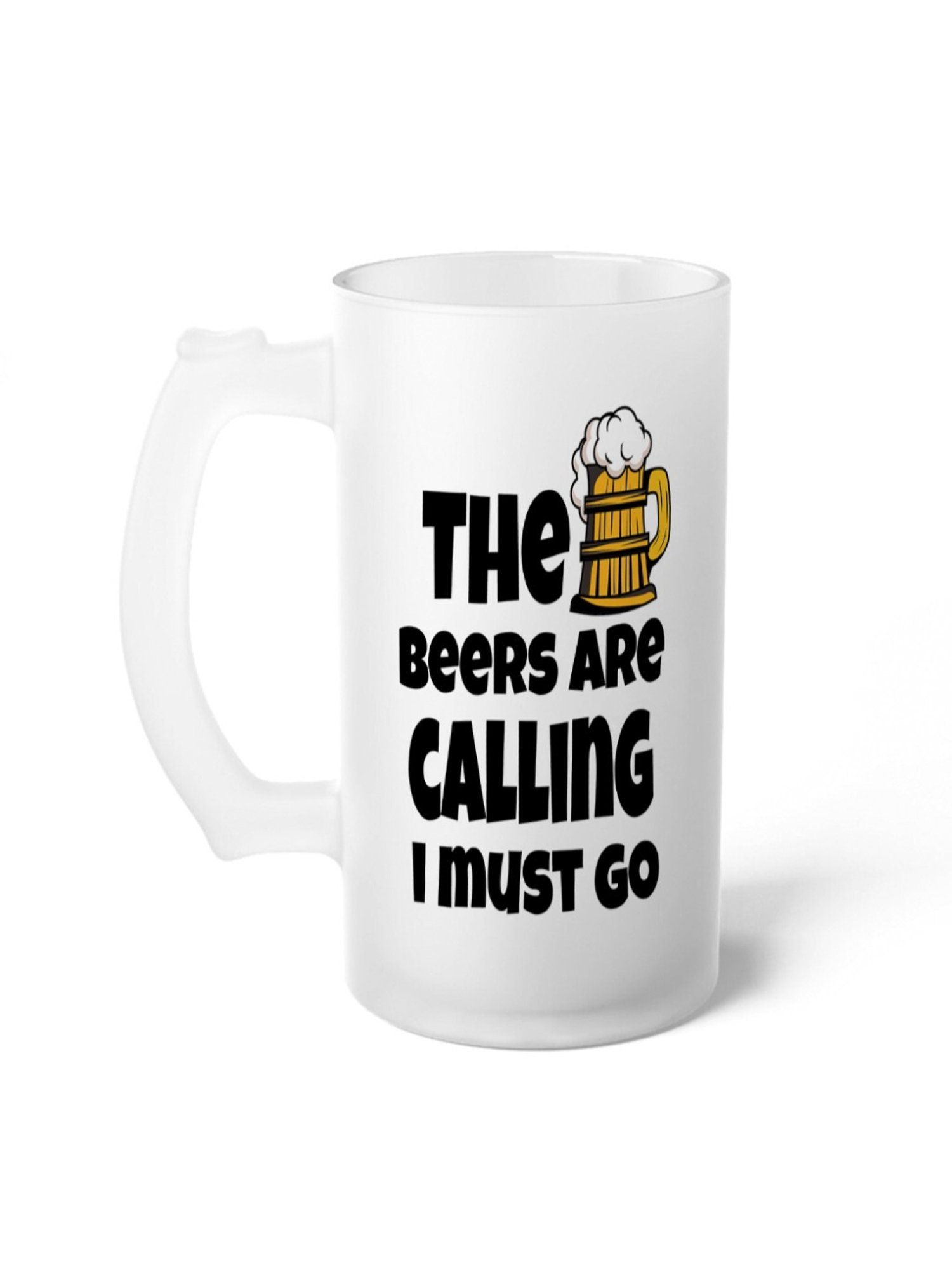 Gathari The Beers are Calling White Glass Beer Mug