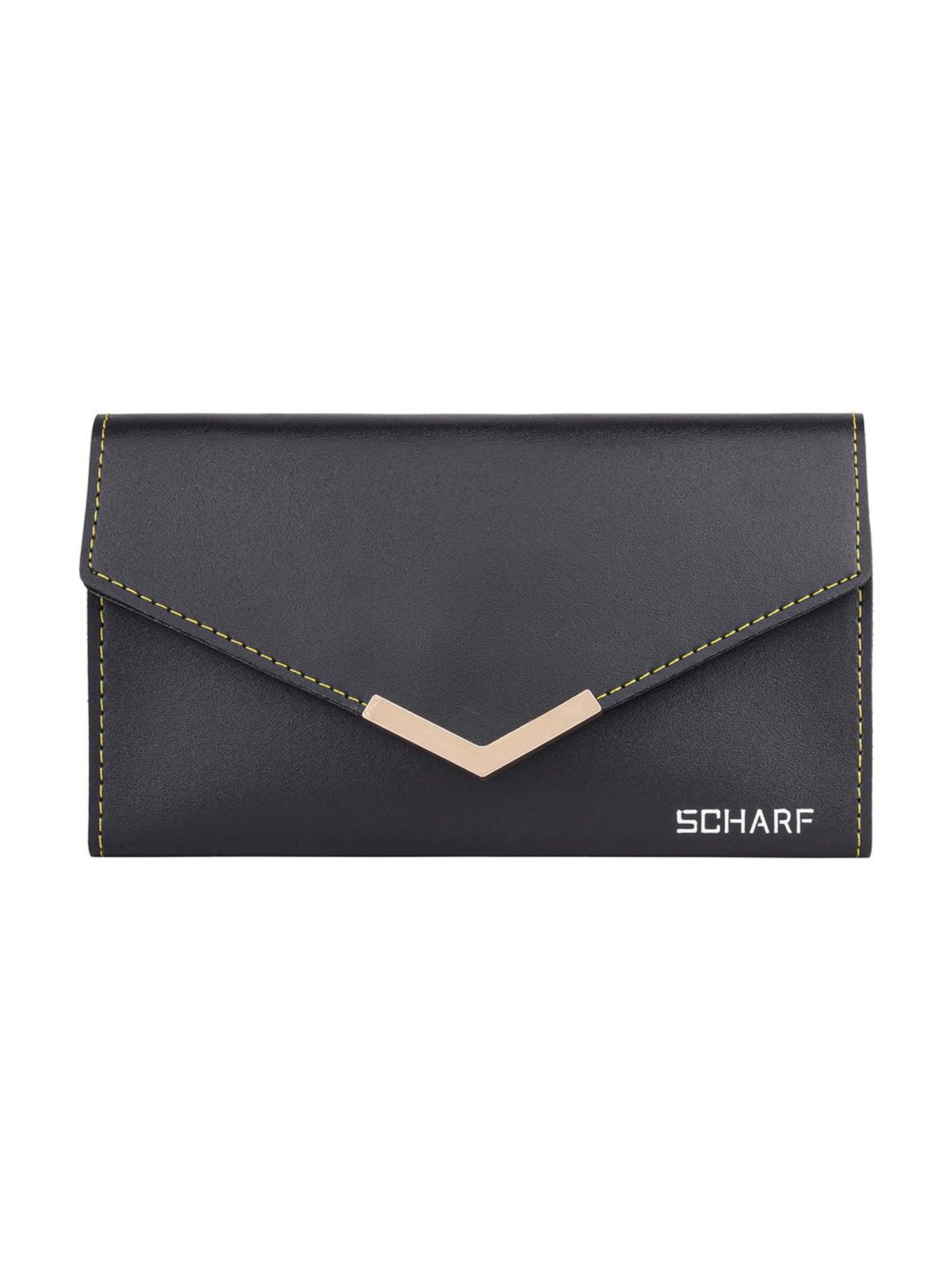 SCHARF Black Solid Bi-Fold Wallet for Women