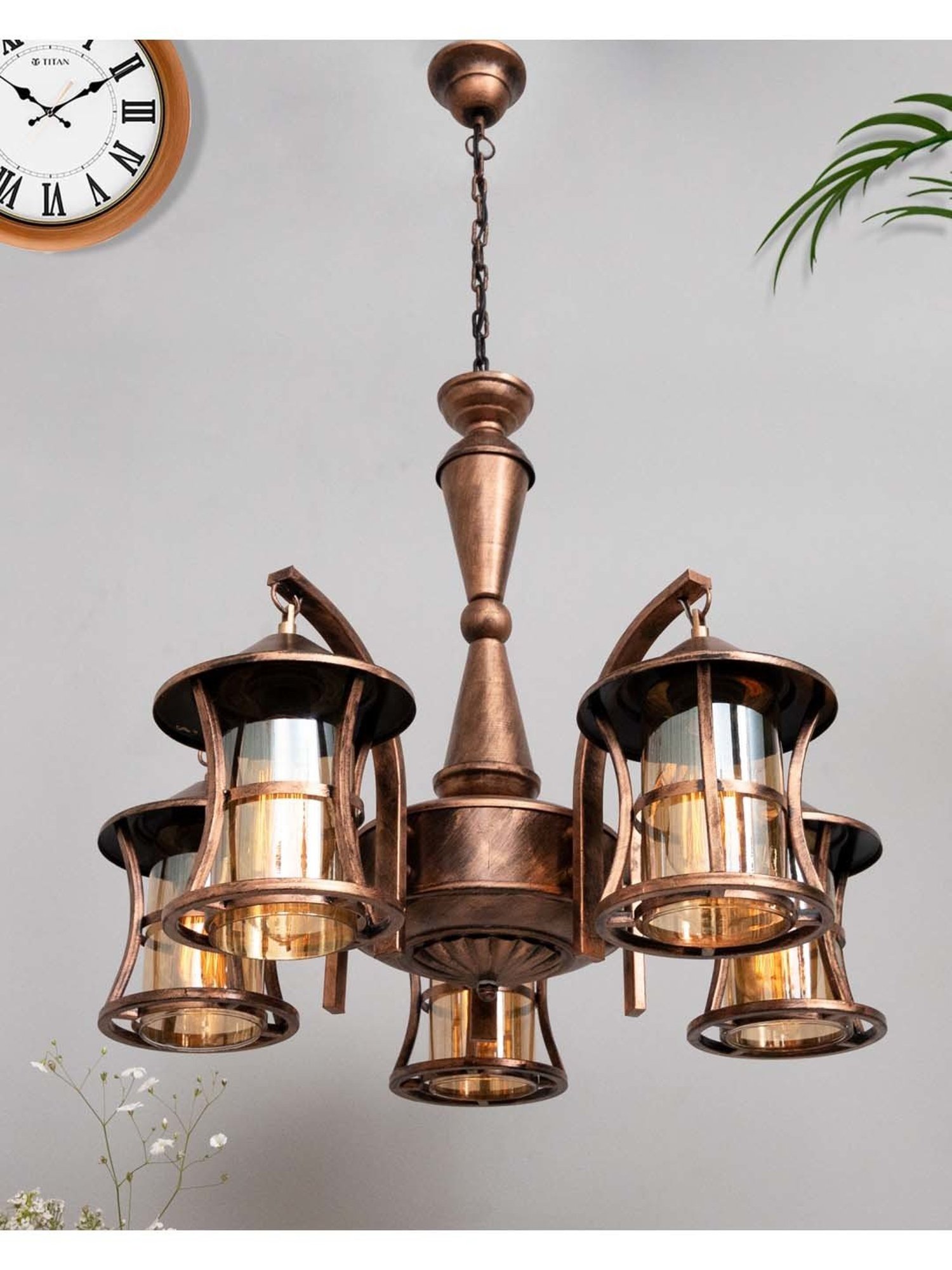 Fos Lighting Antique Brass Finish Allure 5 Light Chandelier - Set of 1