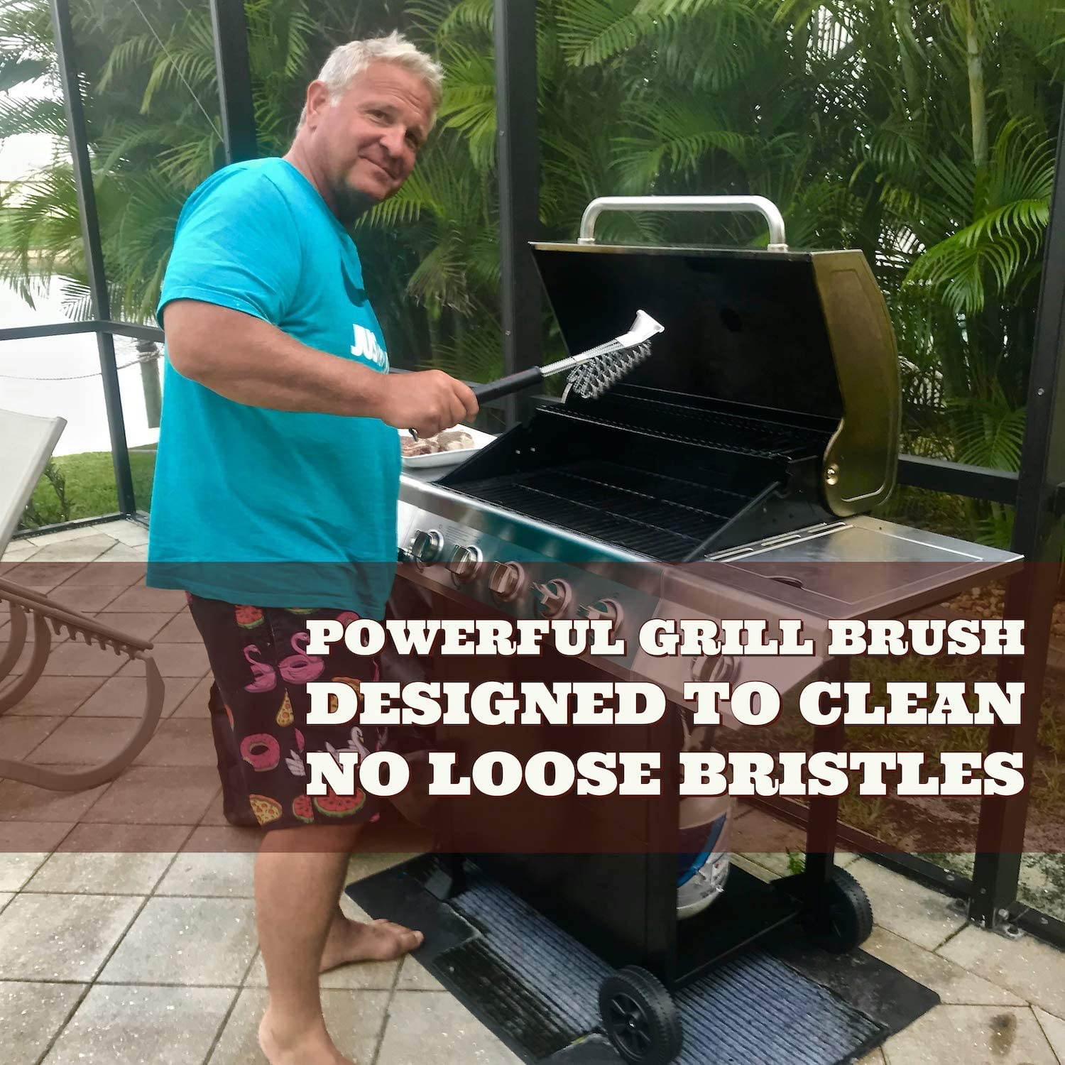 Grill Brush & Scraper Bristle Free - Safe Stainless Steel Cleaning for All BBQ Grates &ndash; Gas or Charcoal Grills, Including Weber - Best Non Wire Scrubber Cleaner in Grilling Accessories