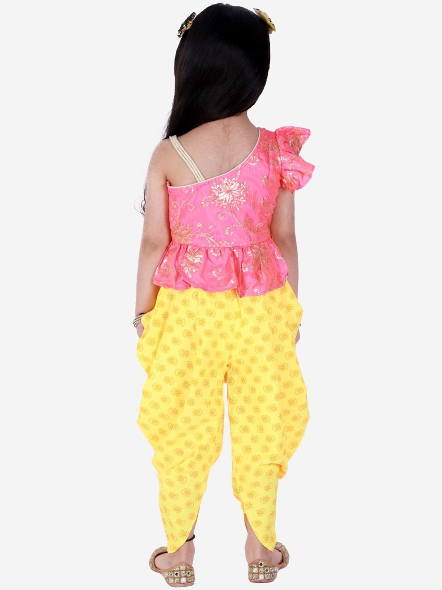 TWISHA Kids Pink & Yellow Printed Top Set
