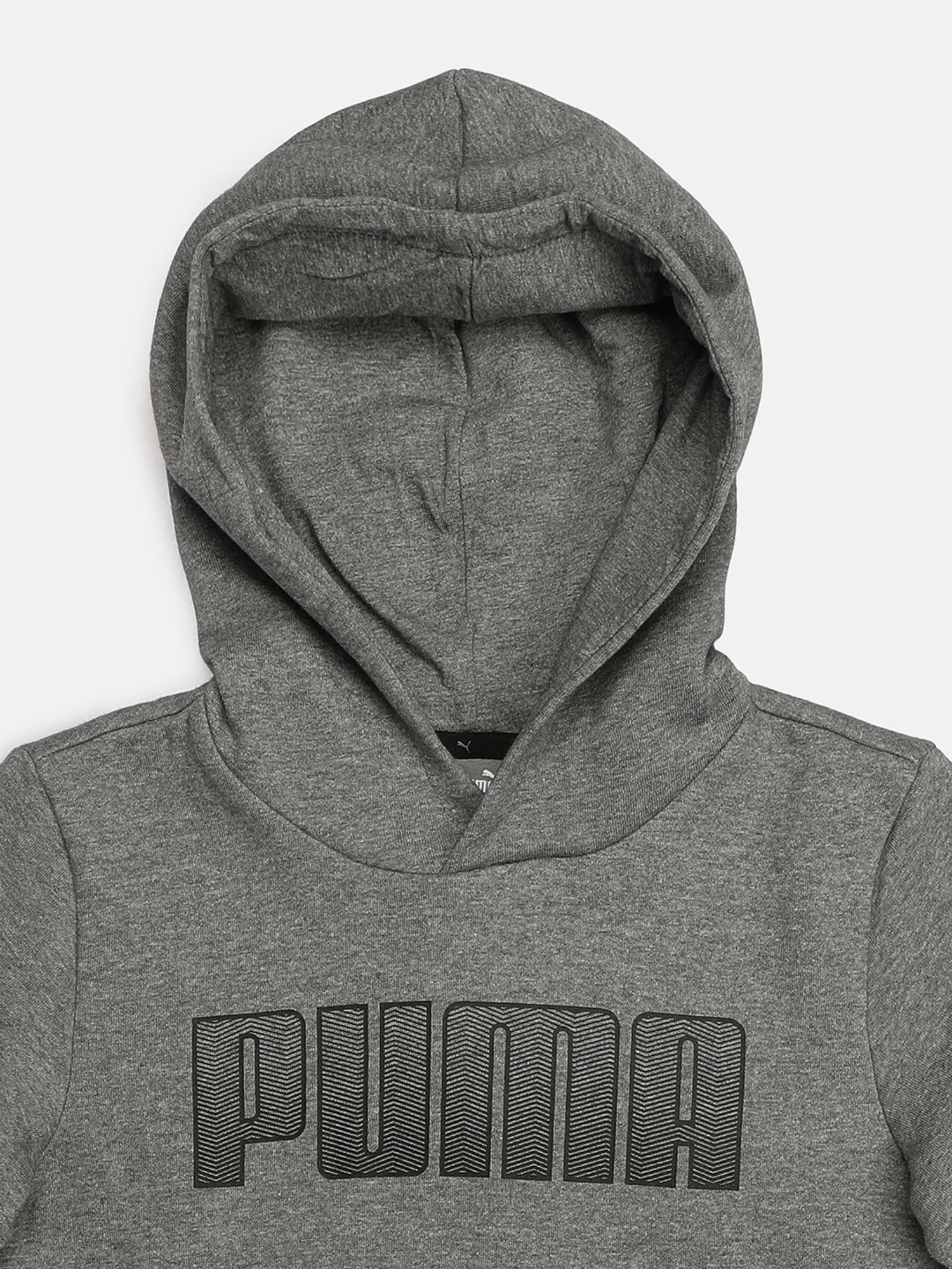 Puma Kids KA Medium Grey Heather cotton Logo Print Hoodie