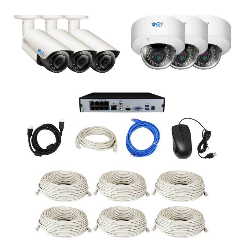 GW 8 Channel H.265 4K NVR 5MP 1920P 2.8~12mm Lens, Video Plug & Play IP Security System - 4 x POE 5MP Weatherproof IP Cameras (2TB Hard Drive Included)