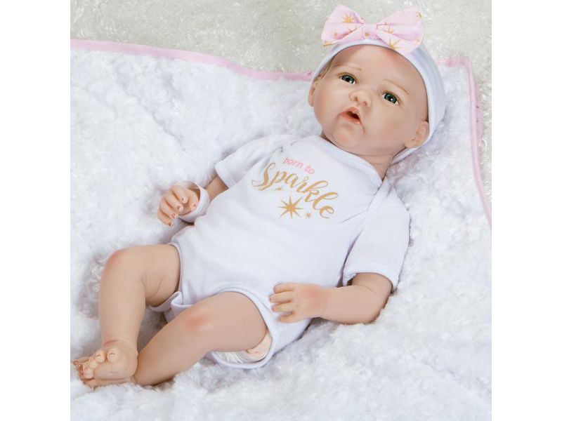 Paradise Galleries Reborn Baby Doll in Silicone-like Vinyl, 19 inch Newborn Girl Baby Bundles: Born To Sparkle, 7-Piece Ensemble