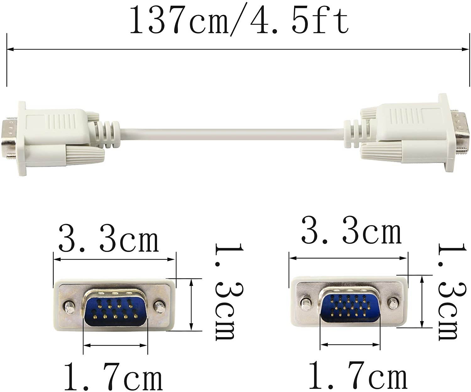 4.5Feet DB 9 Pin Male to VGA 15 Pin Male Adapter Cable RS232 to VGA Conversion Cable YOUCHENG for ComputerPrinters Scanners