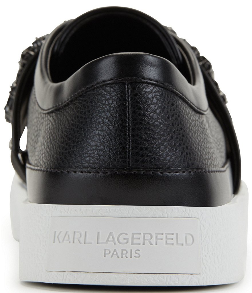 KARL LAGERFELD PARIS Jules Leather Rhinestone Band Slip-On Sneakers