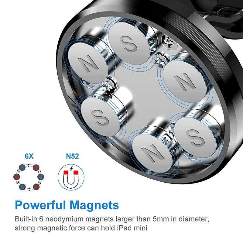 Magnetic Phone Car Mount -  360&deg; Rotate Magnetic Cell Phone Holder for Car Dashboard Hands Free Phone Magnet Car Mount for iPhone 12 11 Pro Xs Max X XR 8 7 6 Samsung S21 S20