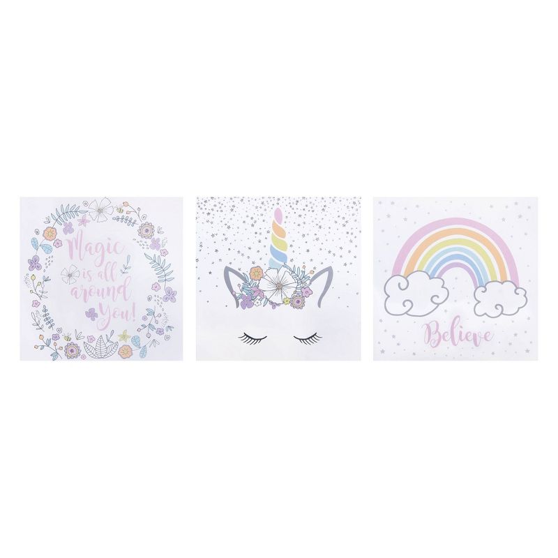 3pc Rainbow Unicorns Canvas Wall Art Set - Trend Lab