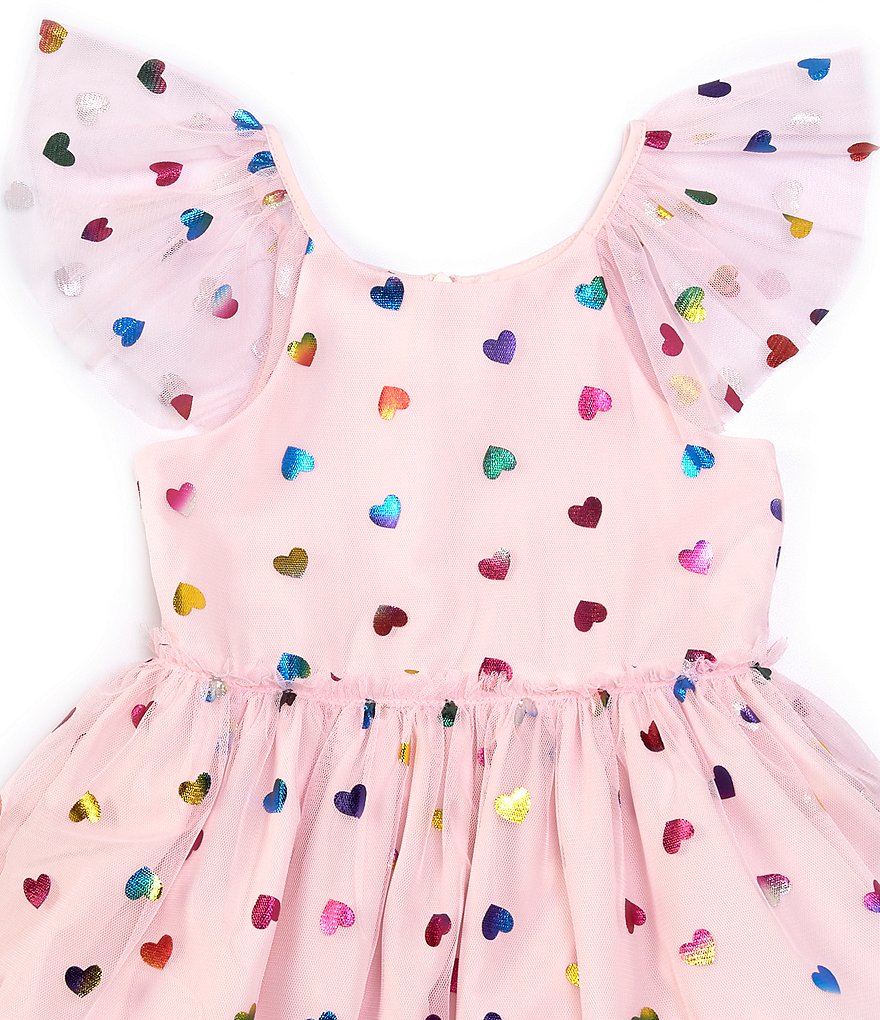 Pippa & Julie Little Girls 2T-6X Metallic Heart Mesh Fit-And-Flare Dress