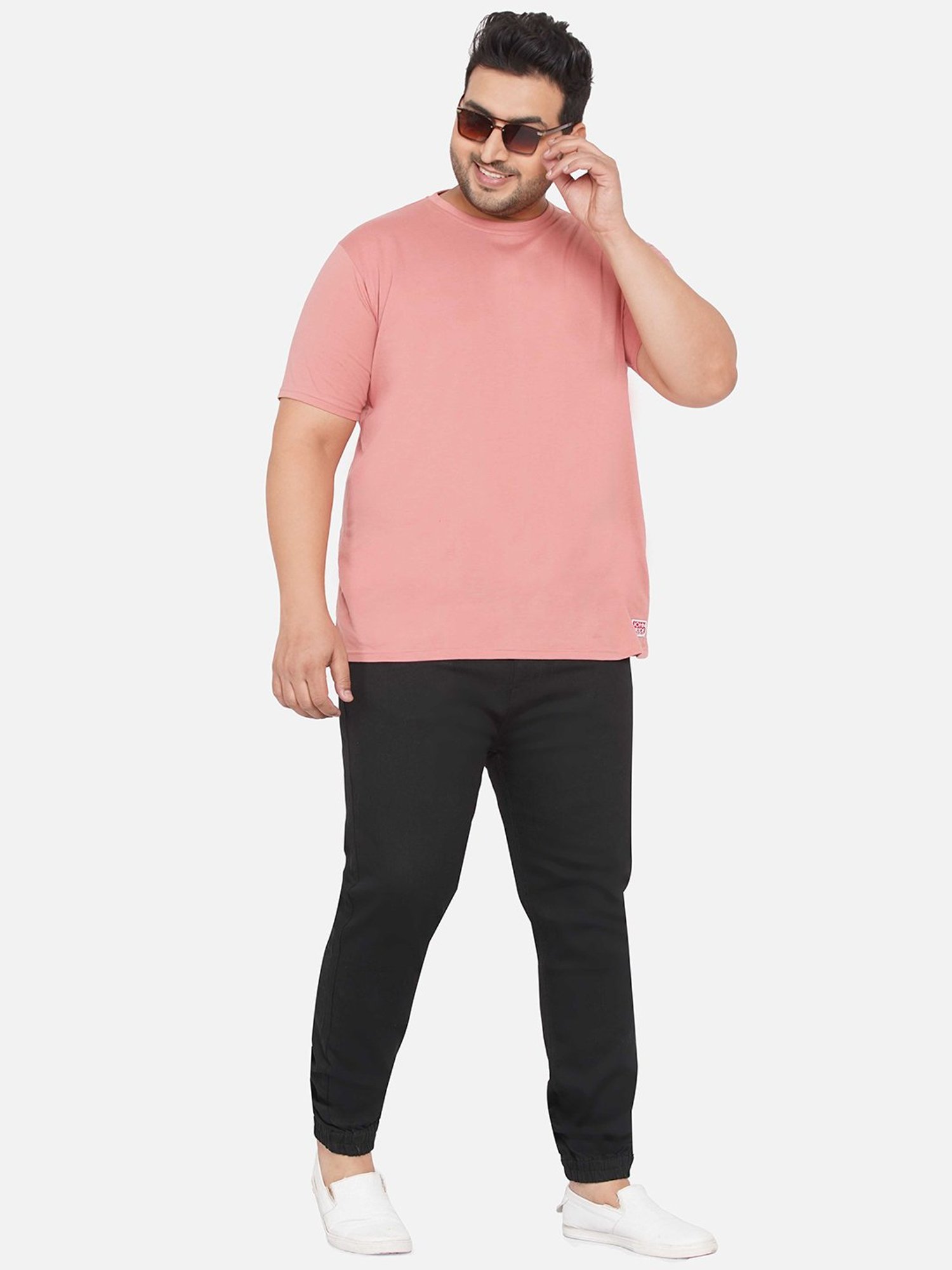 John Pride Black Regular Fit Plus Size Joggers Jeans