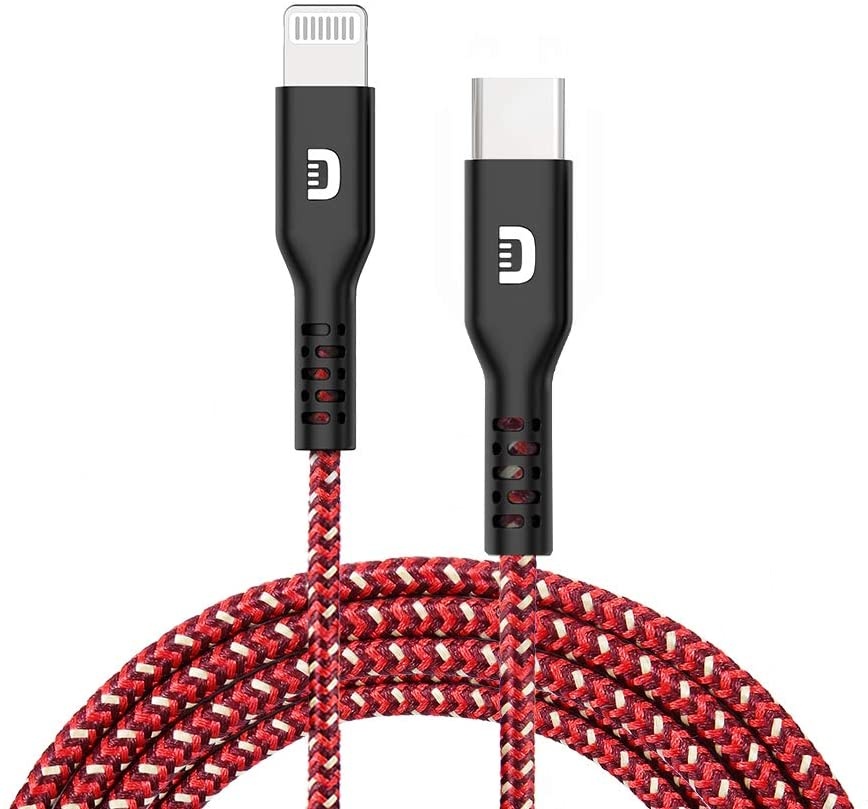 Zendure Supercord MFI Certified Cable, 3ft 100cm 1m Durable Nylon Braided Phone Charger Cable Compatible with iPhone Xs Max, Xs, XR, X, iPad and More - 3 ft, Red