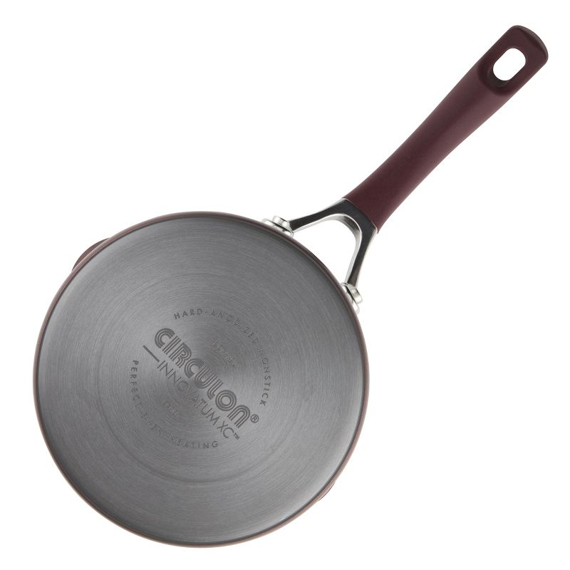 Circulon Innovatum 2qt Hard-Anodized Nonstick Covered Straining Saucepan with Pour Spouts Merlot