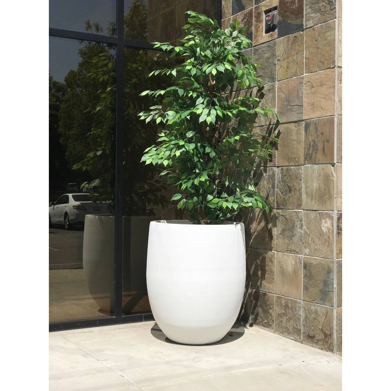 21.7" Lightweight Concrete Outdoor Bowl Planter Pure White - Rosemead Home & Garden, Inc.
