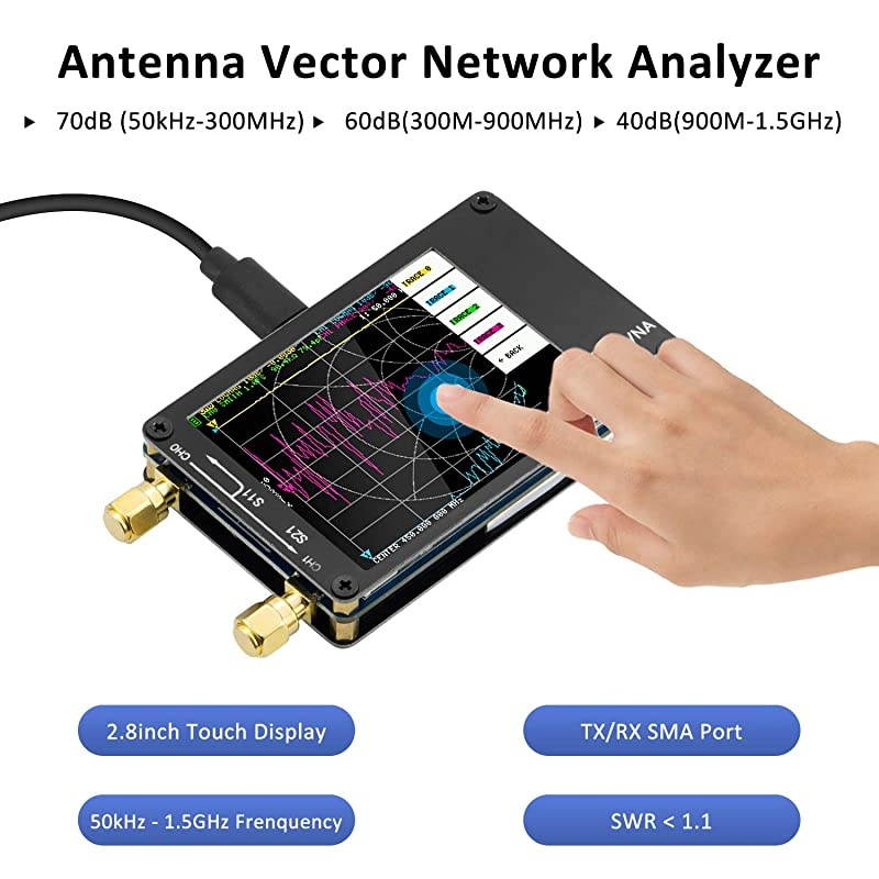 Vector Network Analyzer 10KHz 15GHz V34 HF VHF UHF Antenna Analyzer Measuring S Parameters Voltage Standing Wave Ratio Phase Delay Smith Chart