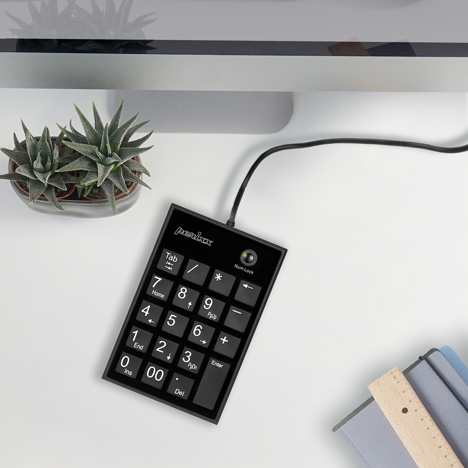 Perixx PERIPAD-303 Wired USB Backlit Mechanical Numeric Keypad, Kailh Brown Switch Illuminated Number Keypad with Office Shortcut Keys, Full Size 22 Keys