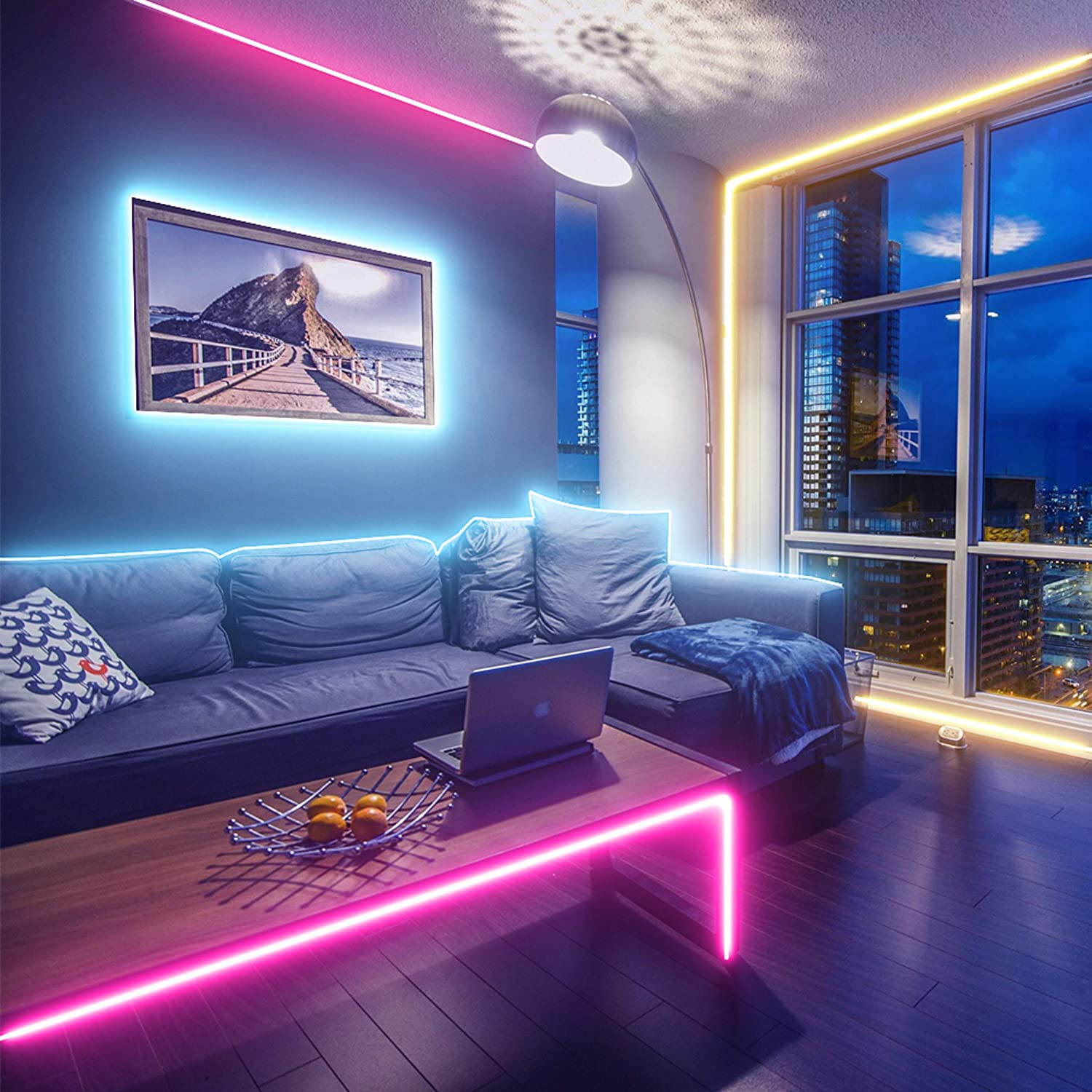 Multi-Color Smart Wifi LED Light Strip with IR and Avatar Controls App Remote Control,  In-Door Wifi Flexible Backlight Strip, RGB Dimmable,  16.4FT/5M, Works with Alexa/ Google Home