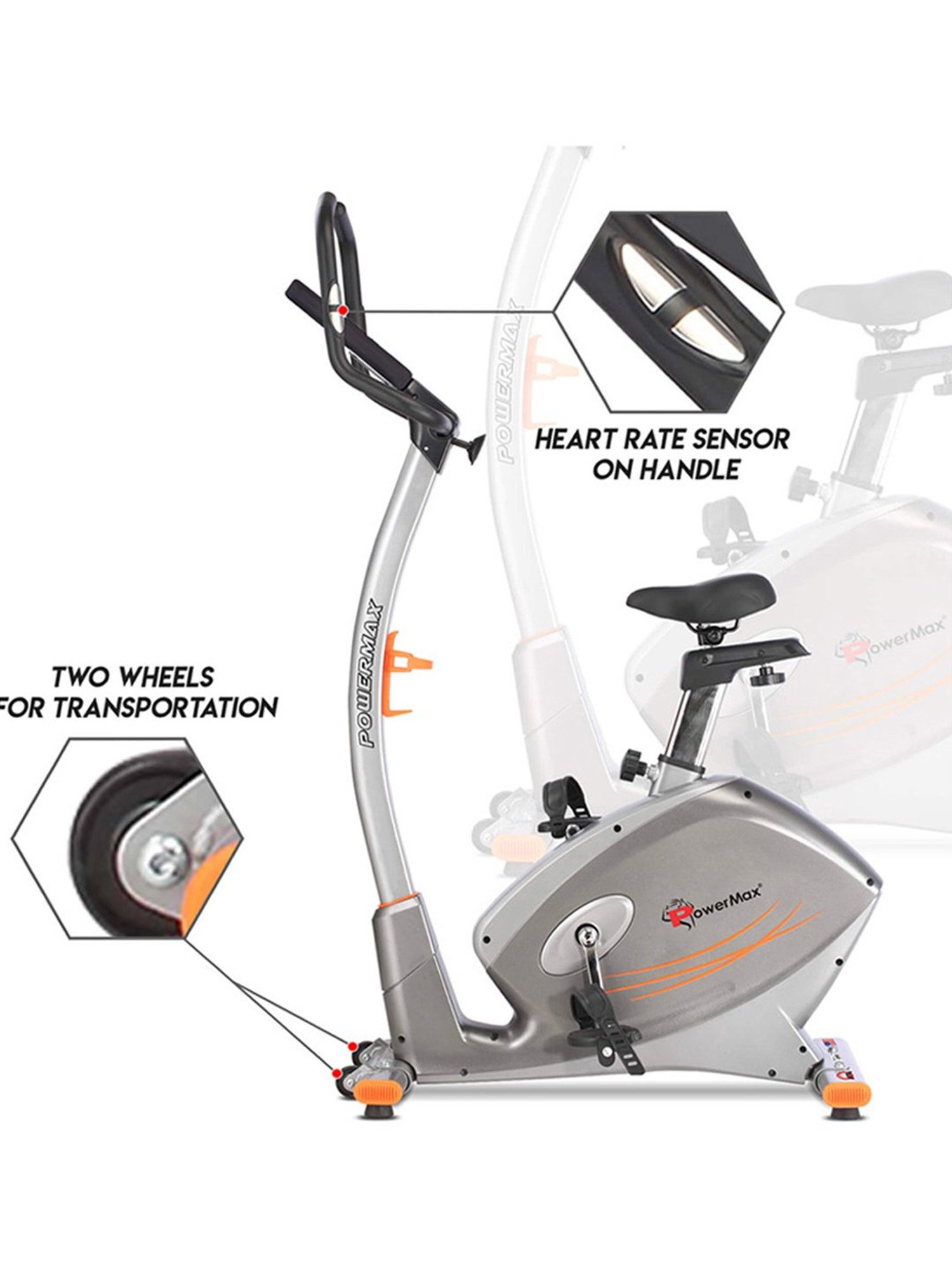 PowerMax Fitness BU-750 Upright Bike (Silver)