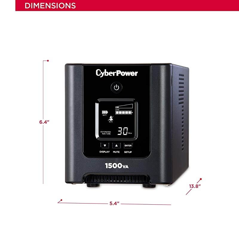 OR1500PFCLCD PFC Sinewave UPS System, 1500VA/1050W, 8 Outlets, AVR, Mini-Tower,Black