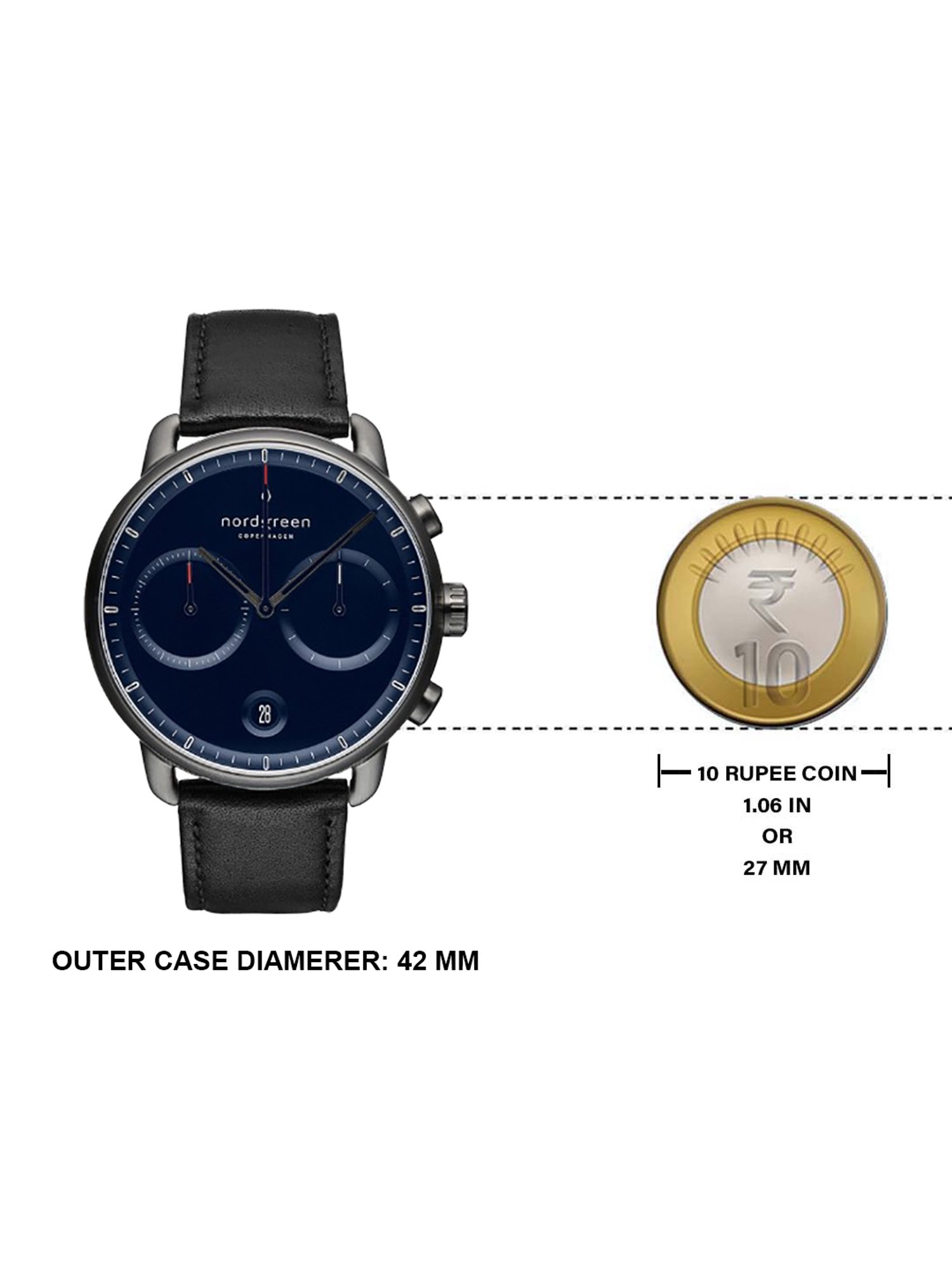 NORDGREEN PI42GMLEBLNA Pioneer Chronograph Watch For Men