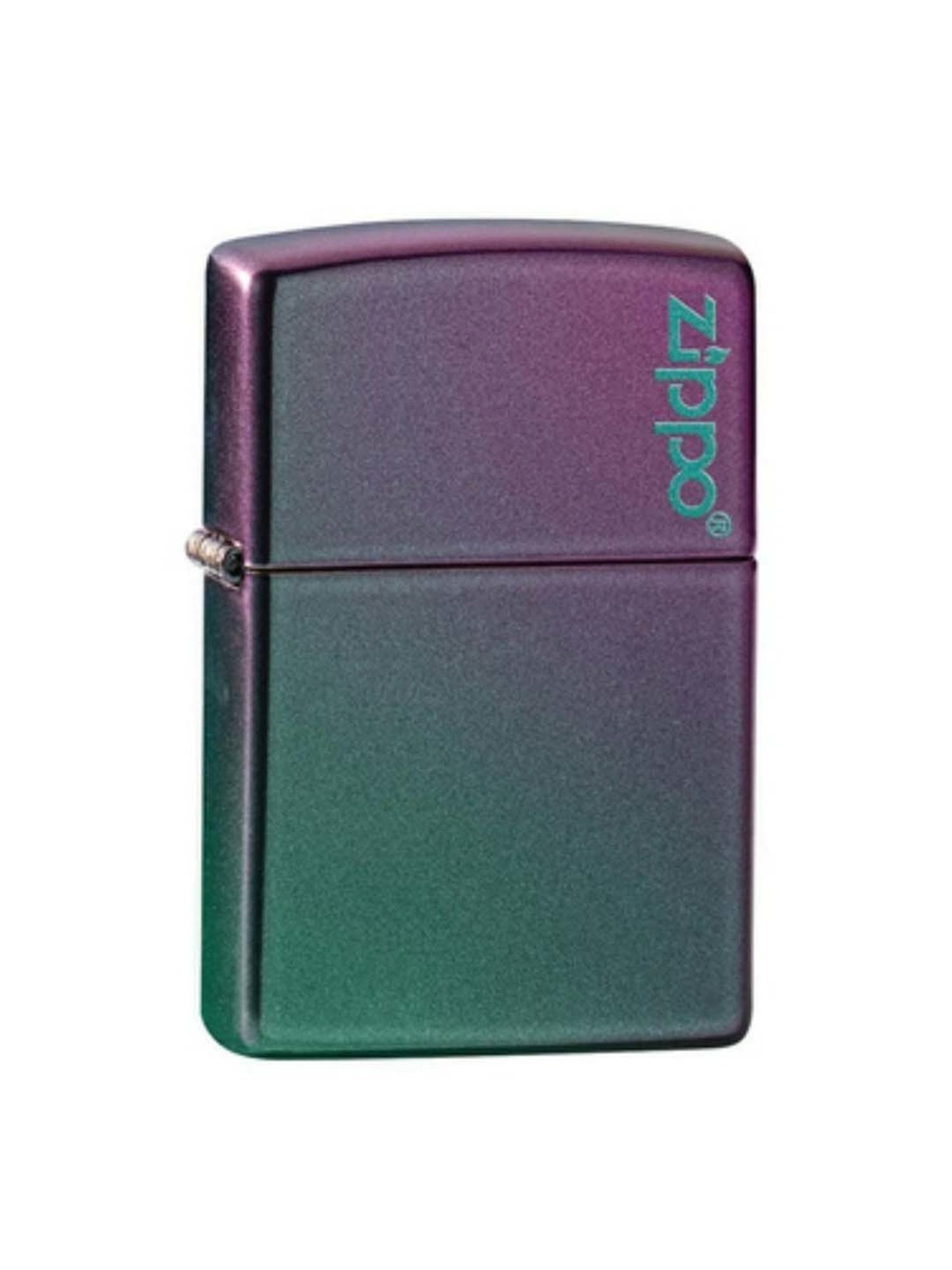 Zippo Metallic Purple Classic Iridescent Logo Brass Pocket Lighter