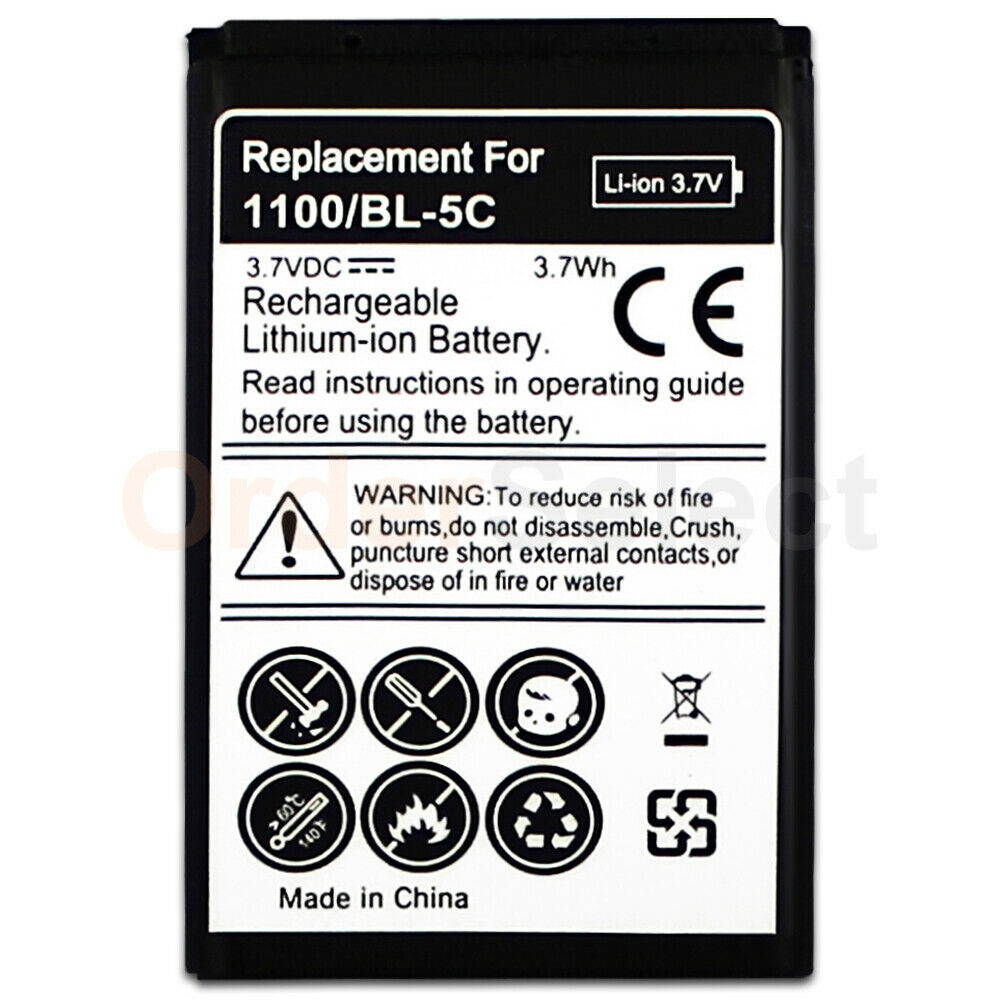 Generic 3.7v 1020mah BL-5C Battery for Nokia 1101 1110 1112 1200 N 91 70 72 6822