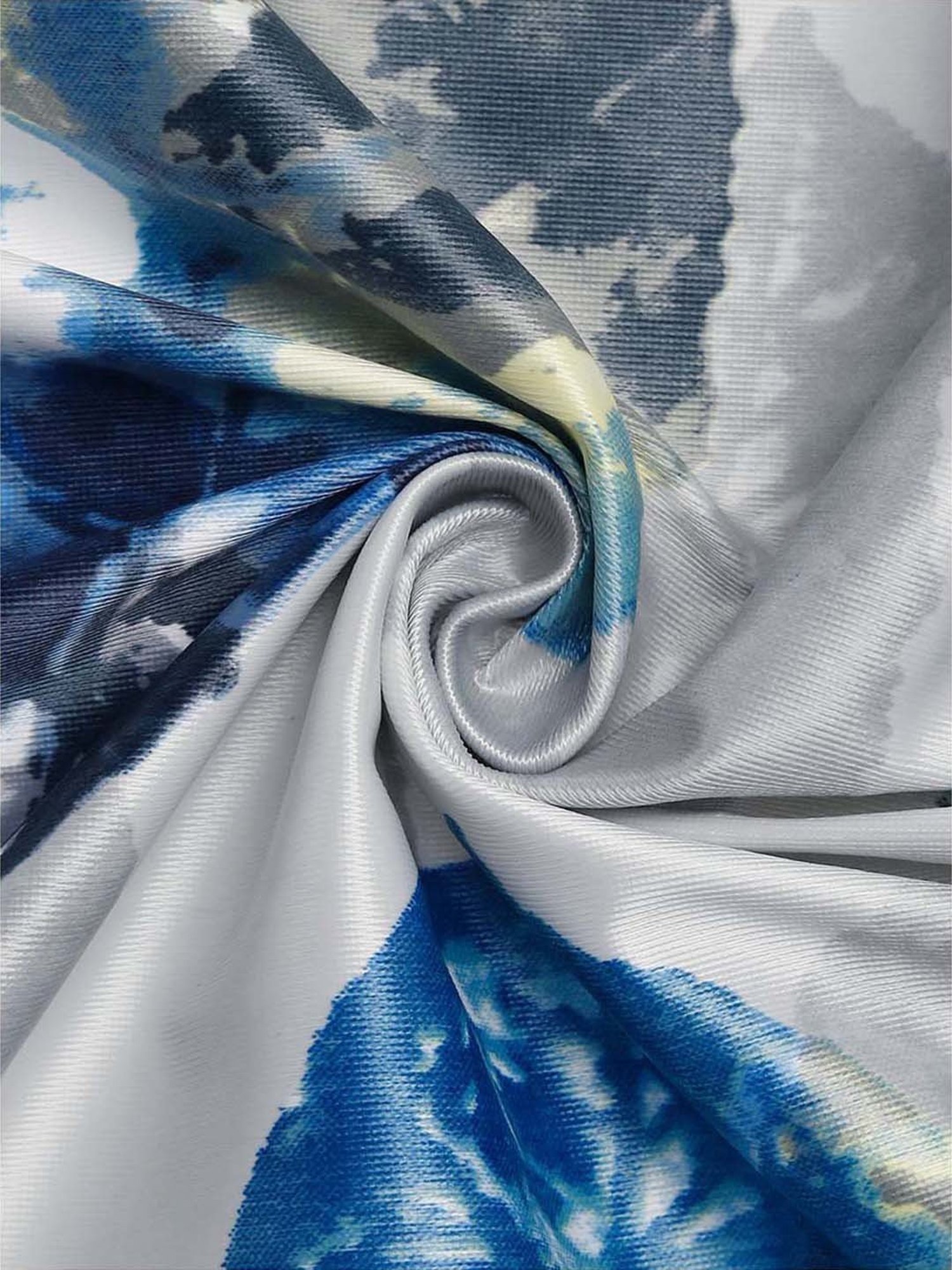 Swayam Cream & Blue Printed Faux Silk Door Curtains - Set of 2