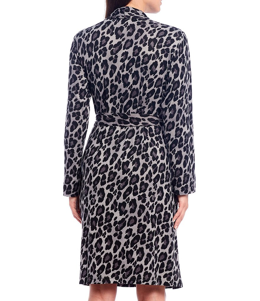 N by Natori Ombre Leopard Print Sweater Knit Robe