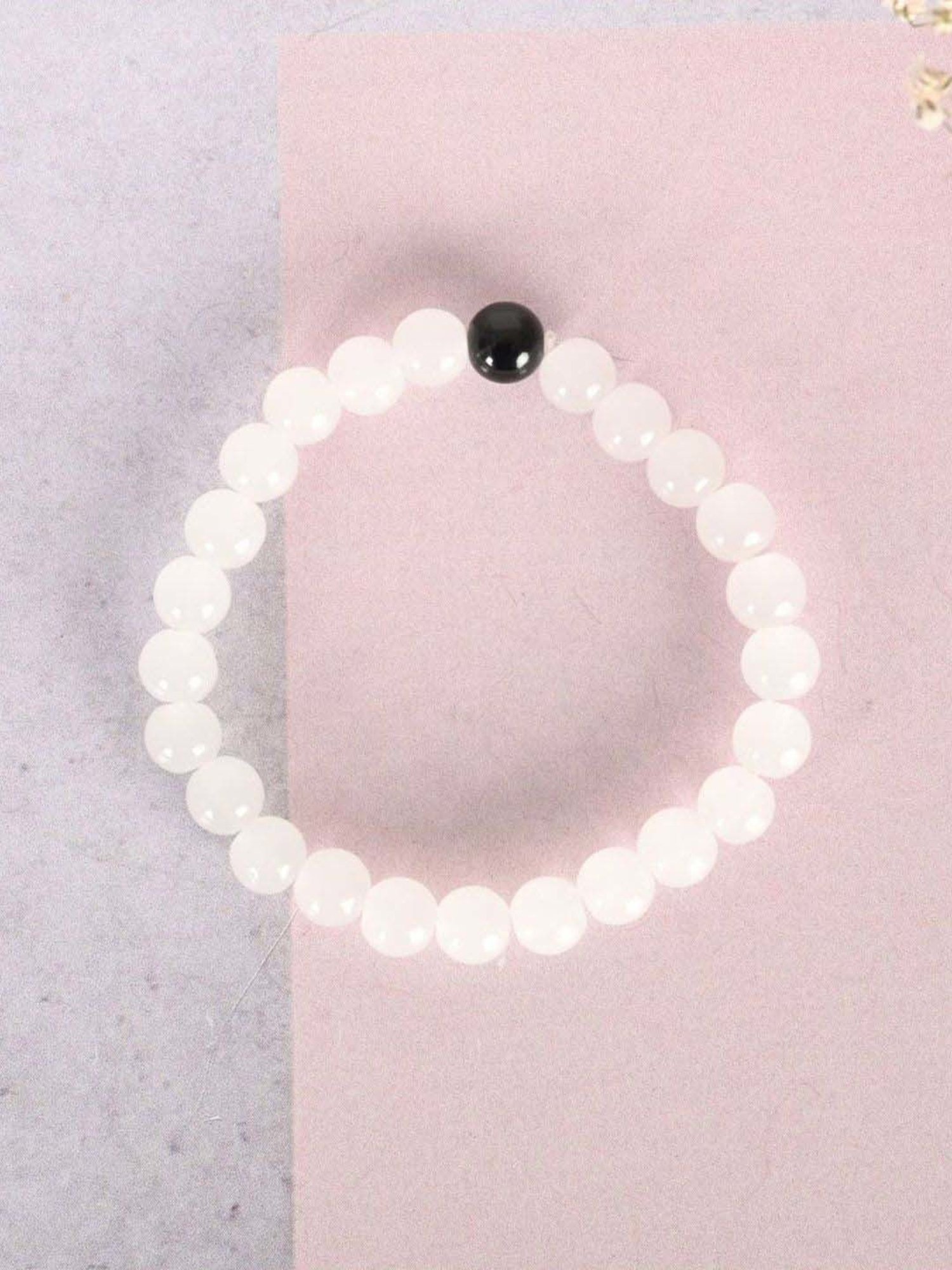 NVR White Marbel Crystal Elasticated Bracelet for Unisex