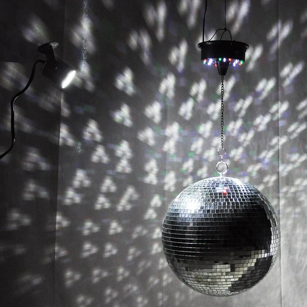 12" Large Mirror Glass Disco Ball DJ Dance Home Party Stage Lighting Bands Club