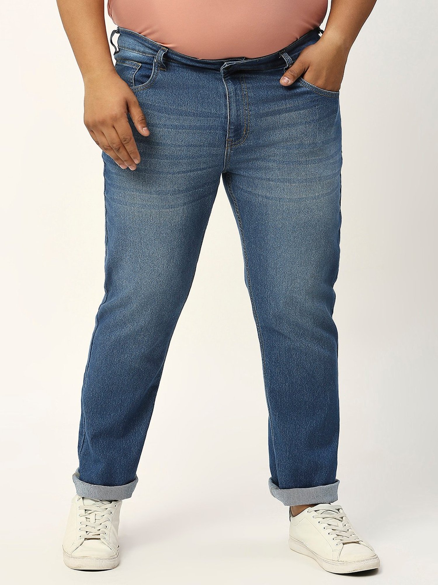 Thomas Scott Blue Slim Fit Heavily Washed Plus Size Jeans