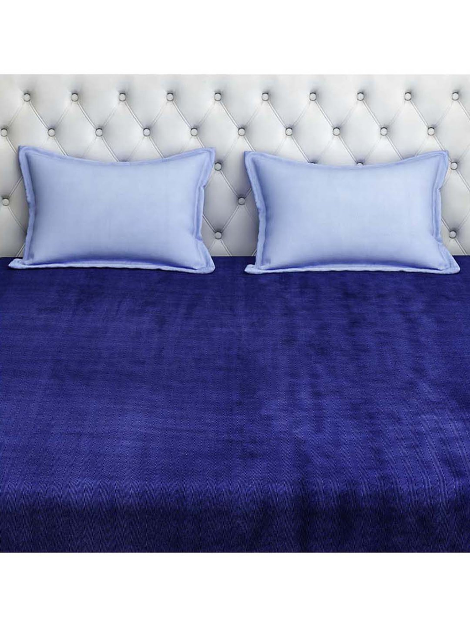 Swayam Chevron Blue 144 TC Cotton Blend Single Bedsheet with 1 Pillow Cover