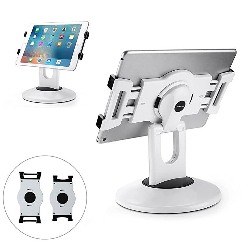 Retail Kiosk iPad Stand 360&deg; Rotating Commercial Tablet Stand 6135 Ipad Mini ProBusiness Tablet Holder Swivel Design for Store POS Office Showcase Reception Kitchen Desktop White