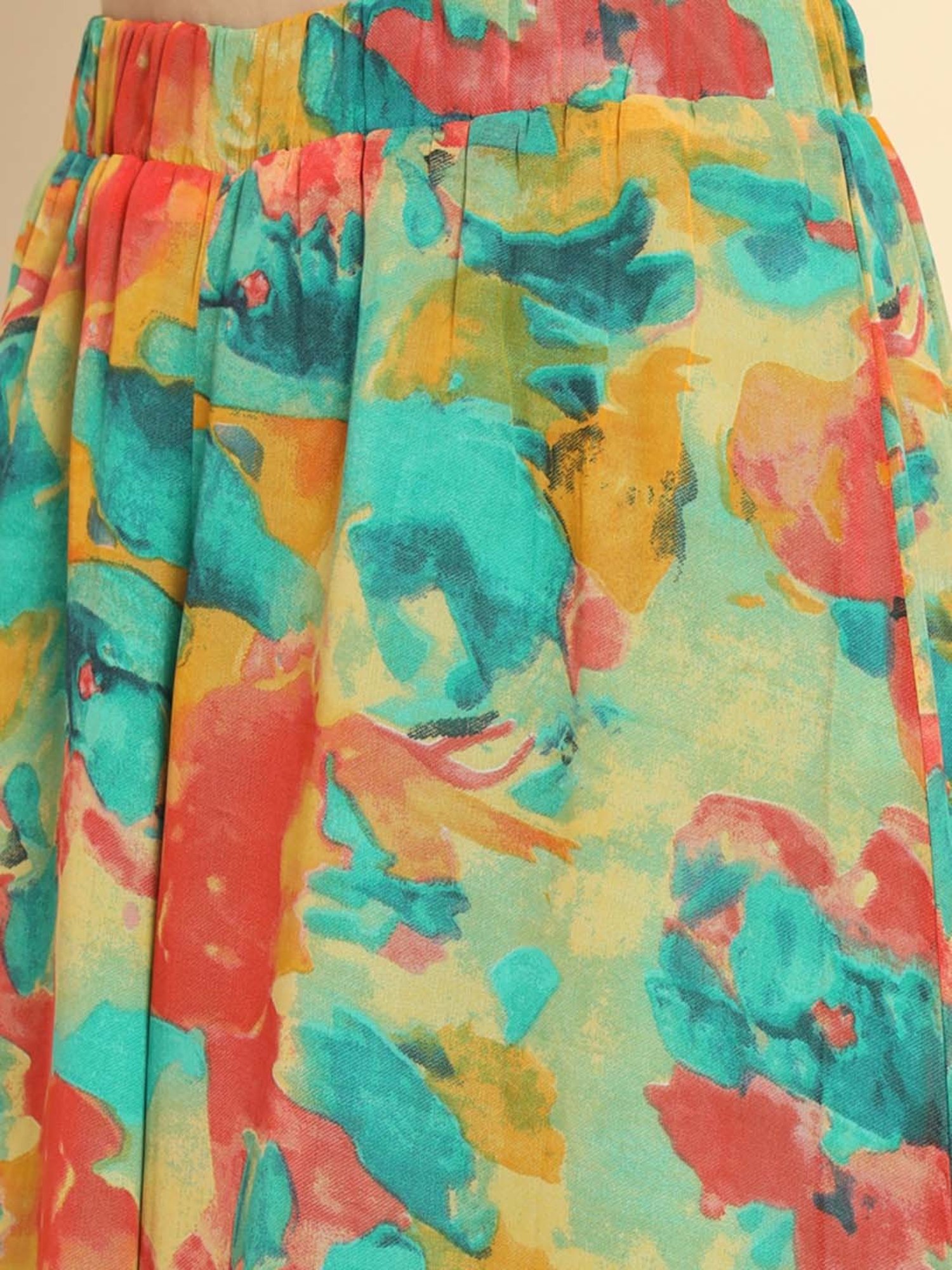 Trend Arrest Multicolor Printed Flared Fit High Rise Palazzos