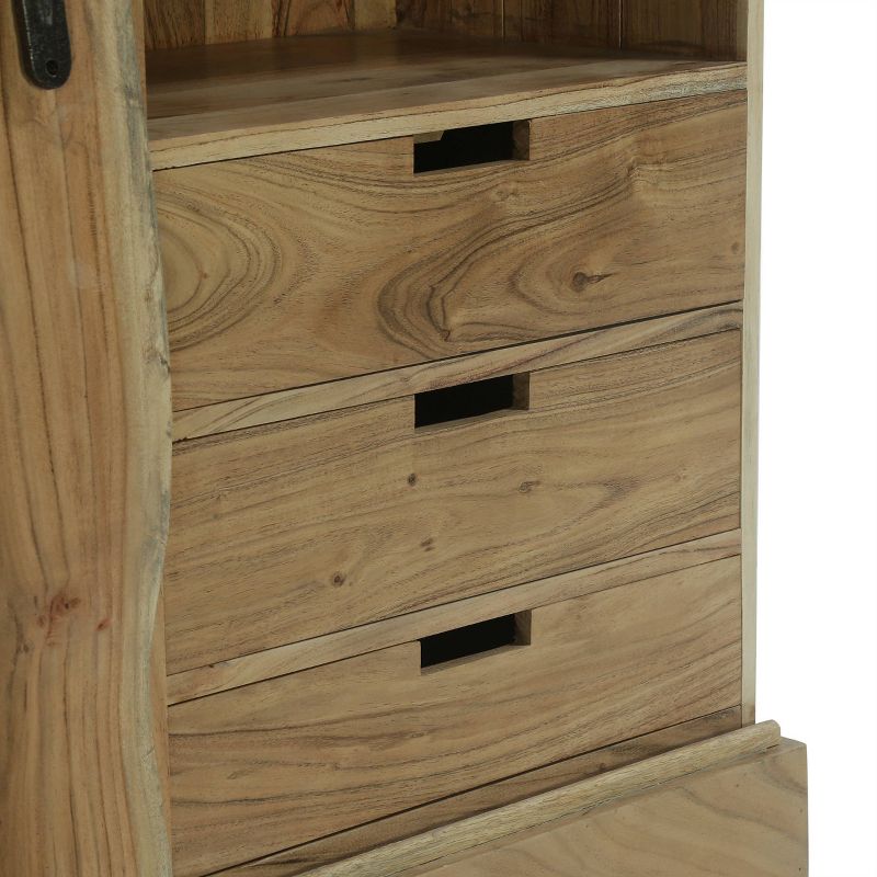 Laymon Modern Industrial Handcrafted Acacia Wood Live Edge Sideboard with Sliding Door Natural/Black - Christopher Knight Home