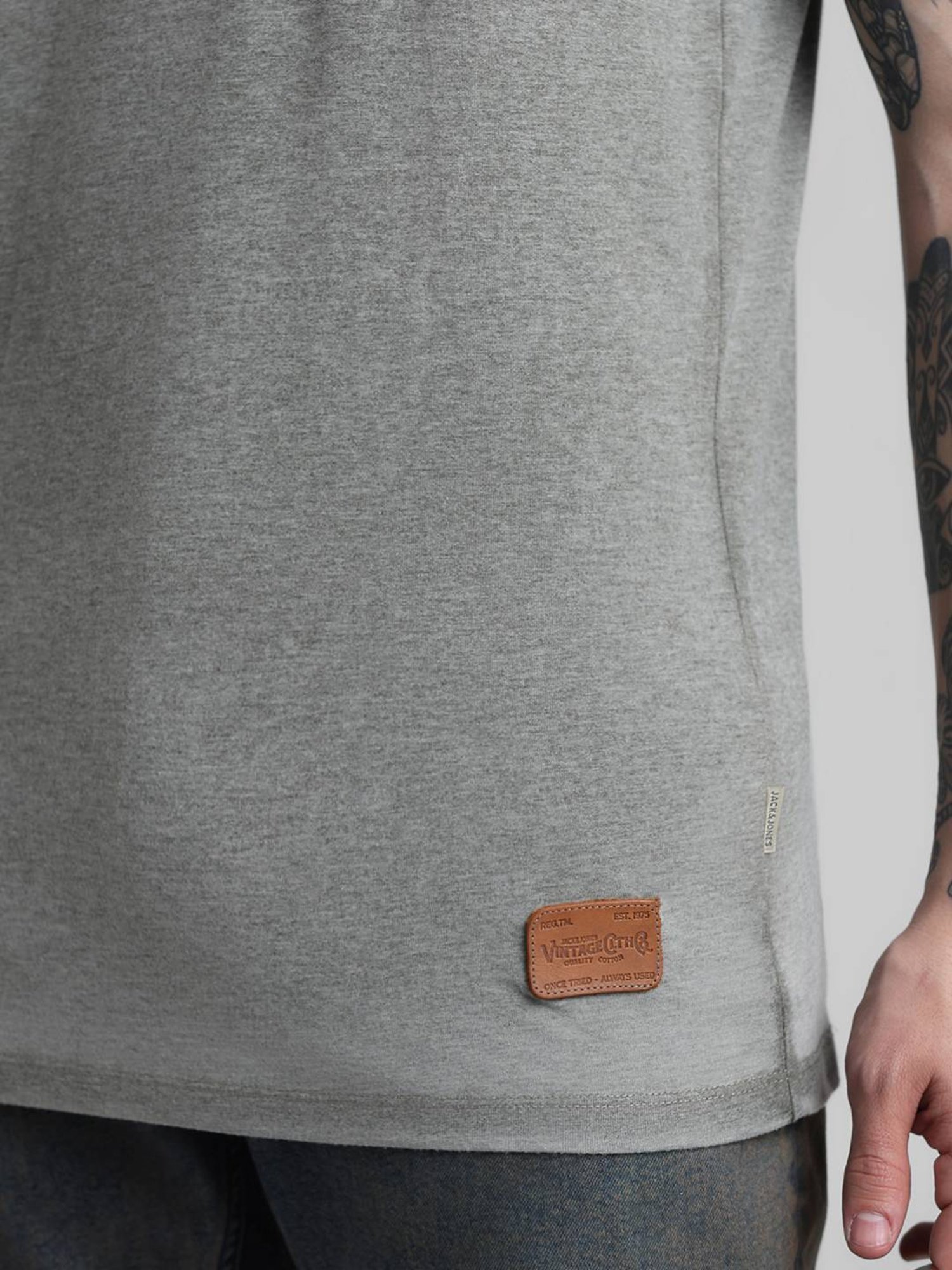 Jack & Jones Grey Cotton Regular Fit Vest