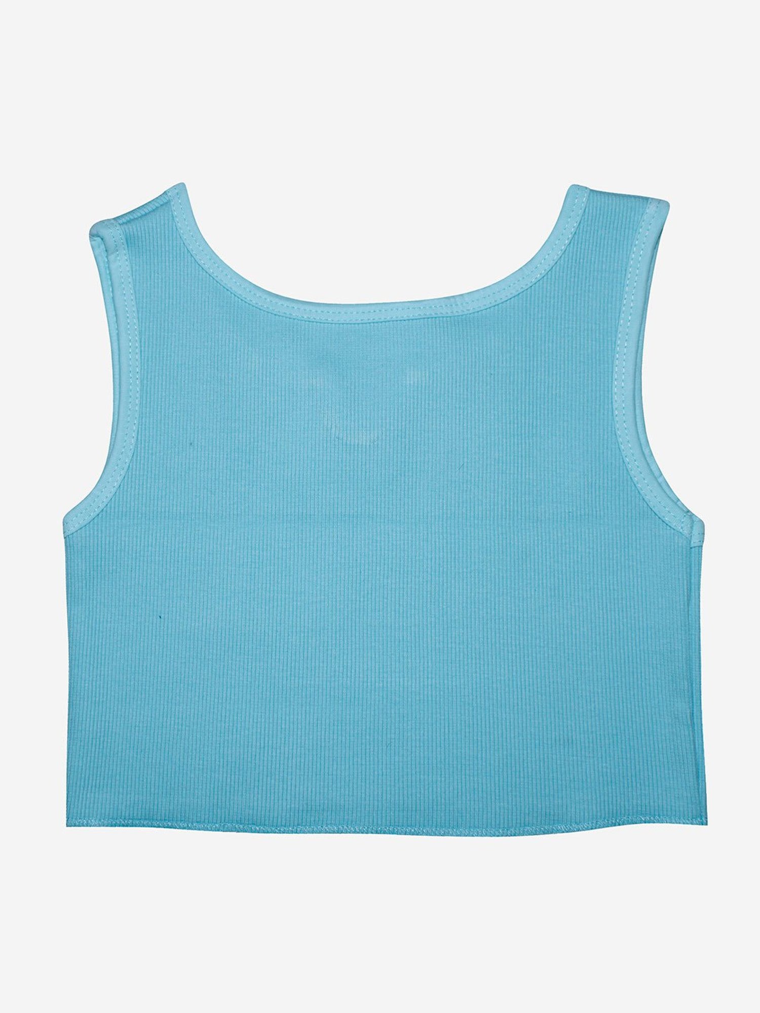 Kiddopanti Kids Aqua Blue Solid Crop Top